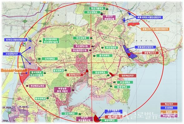 (사진제공:부산시) 국가혁신융복합단지(문현혁신지구) 중심으로 반경 10km 이내