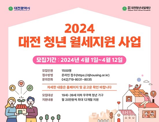 (사진제공:대전시) 2024년 청년 월세 지원 신청자 모집