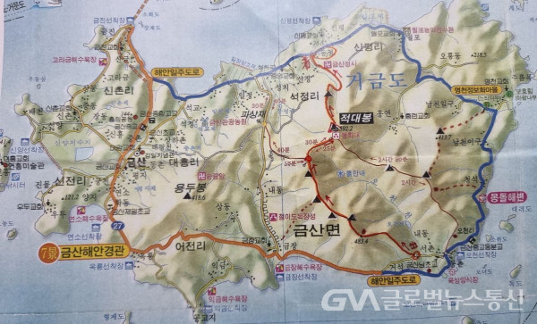 (사진: 구반회 자연생태해설가) 적대봉 종주 산행 지도