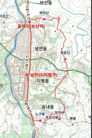 동두천 보산역 주위산 종주산행 지도